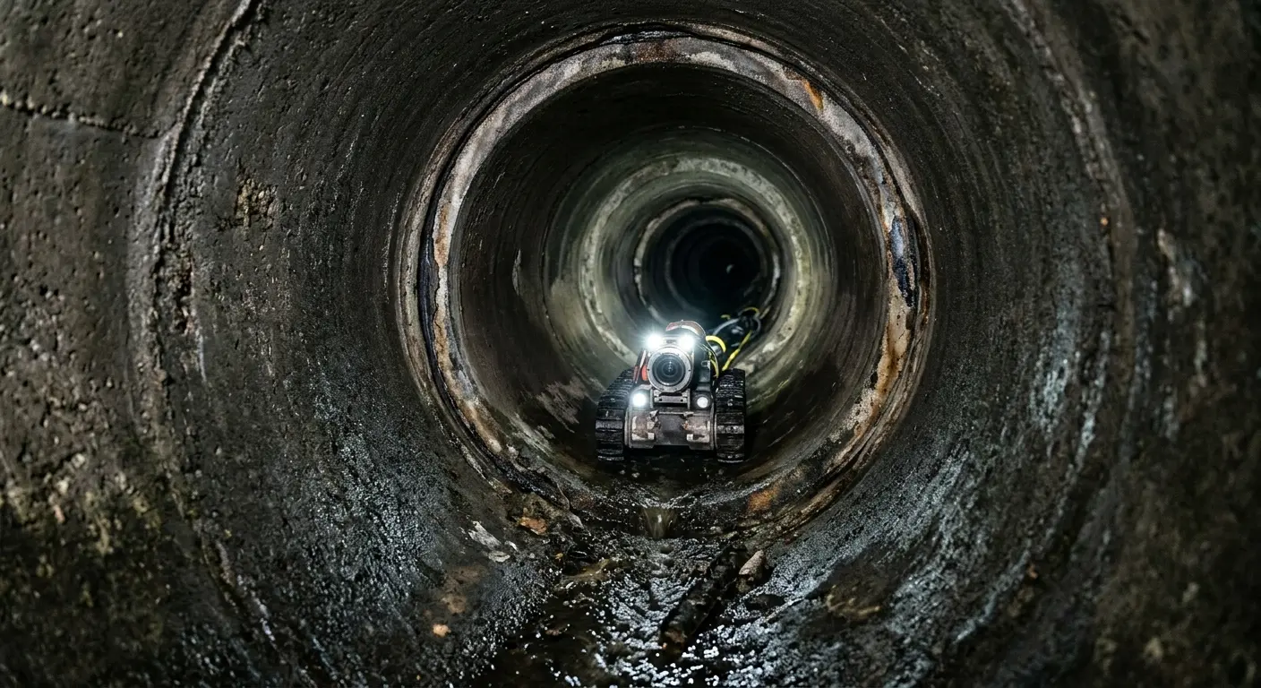 Robotic sewer camera inspecting pipe interior for Drain Snake Service in Lebanon